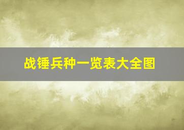 战锤兵种一览表大全图