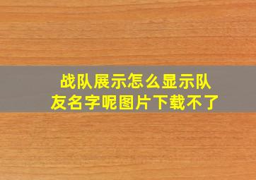 战队展示怎么显示队友名字呢图片下载不了