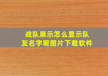 战队展示怎么显示队友名字呢图片下载软件