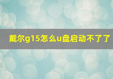 戴尔g15怎么u盘启动不了了