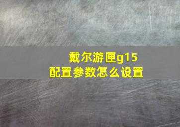 戴尔游匣g15配置参数怎么设置