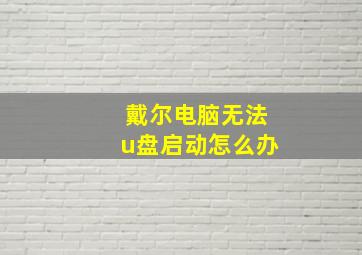 戴尔电脑无法u盘启动怎么办