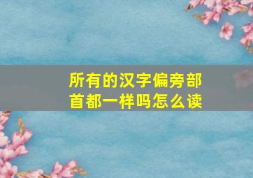 所有的汉字偏旁部首都一样吗怎么读