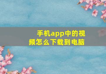 手机app中的视频怎么下载到电脑