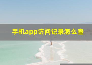 手机app访问记录怎么查