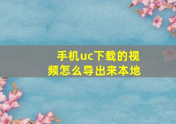 手机uc下载的视频怎么导出来本地