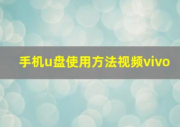 手机u盘使用方法视频vivo