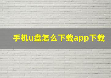 手机u盘怎么下载app下载