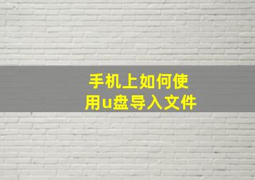 手机上如何使用u盘导入文件