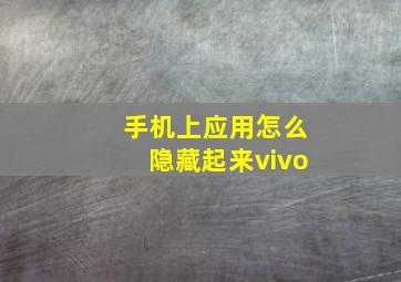 手机上应用怎么隐藏起来vivo