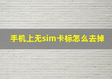 手机上无sim卡标怎么去掉