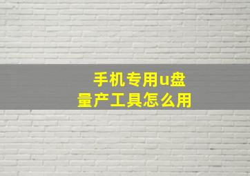 手机专用u盘量产工具怎么用