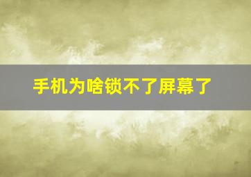 手机为啥锁不了屏幕了