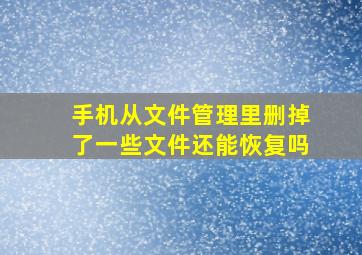 手机从文件管理里删掉了一些文件还能恢复吗