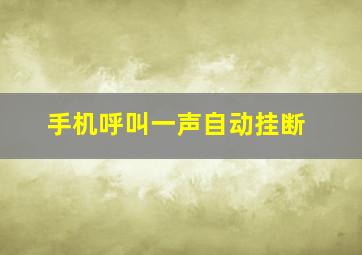 手机呼叫一声自动挂断