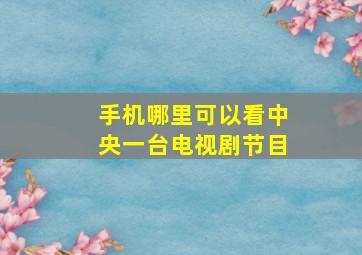 手机哪里可以看中央一台电视剧节目