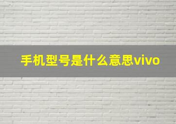 手机型号是什么意思vivo