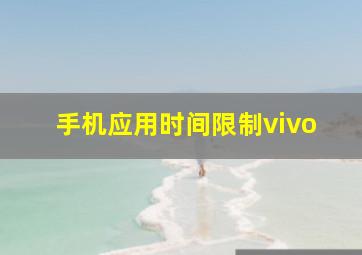 手机应用时间限制vivo