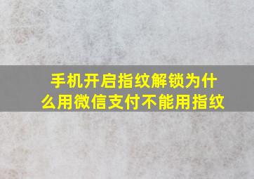 手机开启指纹解锁为什么用微信支付不能用指纹