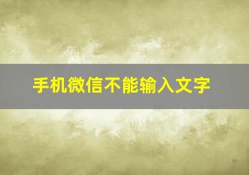 手机微信不能输入文字