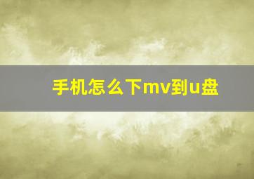 手机怎么下mv到u盘