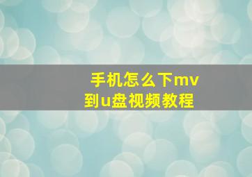 手机怎么下mv到u盘视频教程