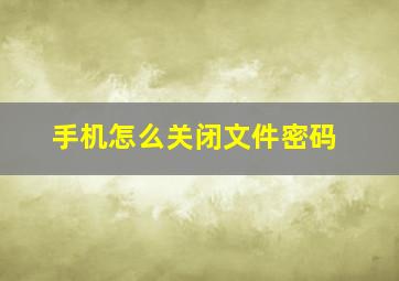 手机怎么关闭文件密码