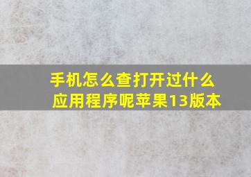 手机怎么查打开过什么应用程序呢苹果13版本