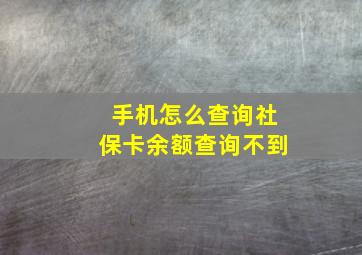 手机怎么查询社保卡余额查询不到