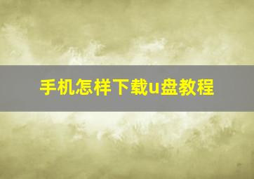 手机怎样下载u盘教程