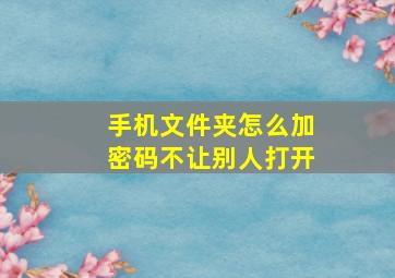 手机文件夹怎么加密码不让别人打开