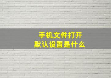 手机文件打开默认设置是什么