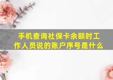 手机查询社保卡余额时工作人员说的账户序号是什么