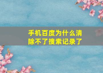 手机百度为什么清除不了搜索记录了