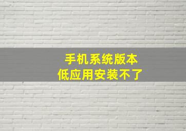 手机系统版本低应用安装不了