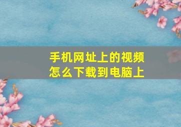 手机网址上的视频怎么下载到电脑上