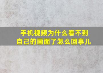 手机视频为什么看不到自己的画面了怎么回事儿