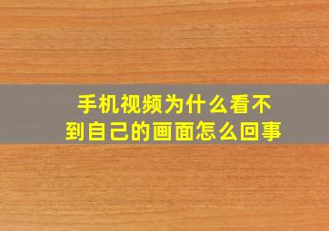 手机视频为什么看不到自己的画面怎么回事