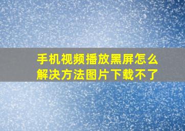 手机视频播放黑屏怎么解决方法图片下载不了