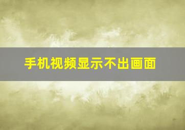 手机视频显示不出画面