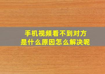 手机视频看不到对方是什么原因怎么解决呢