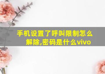 手机设置了呼叫限制怎么解除,密码是什么vivo