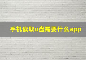 手机读取u盘需要什么app