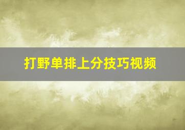 打野单排上分技巧视频