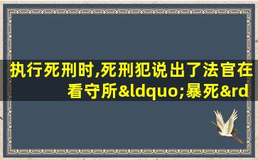 执行死刑时,死刑犯说出了法官在看守所“暴死”的真相