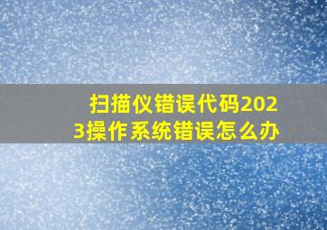 扫描仪错误代码2023操作系统错误怎么办