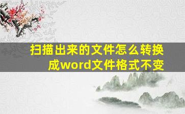 扫描出来的文件怎么转换成word文件格式不变