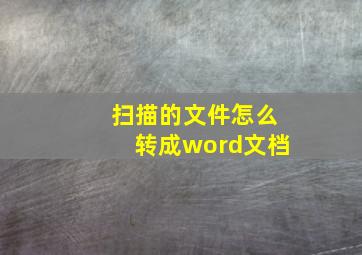 扫描的文件怎么转成word文档