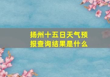 扬州十五日天气预报查询结果是什么