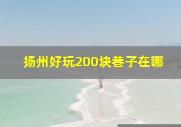 扬州好玩200块巷子在哪